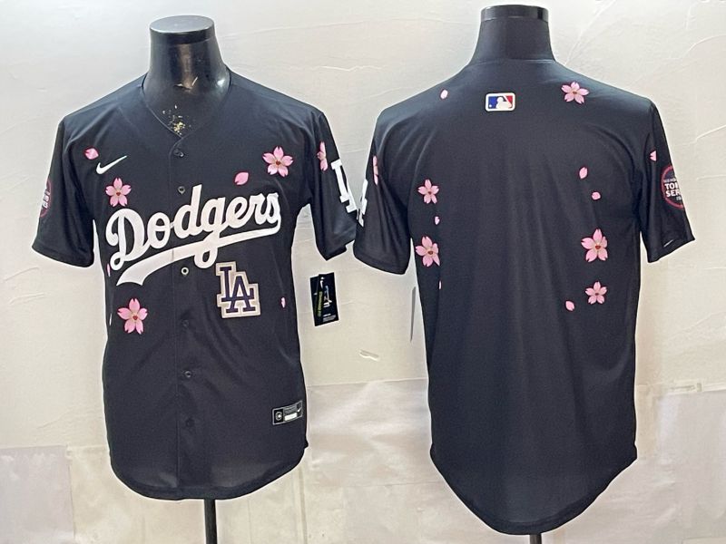 Men Nike 2026 Los Angeles Dodgers Blank Black Sakura Edition Game MLB Jersey 005